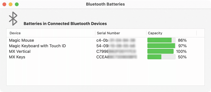 Overview of batteries in selected Bluetooth devices