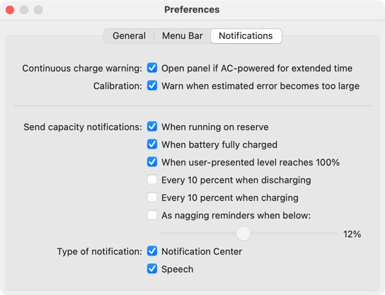 Battery Monitor: Notification Preferences
