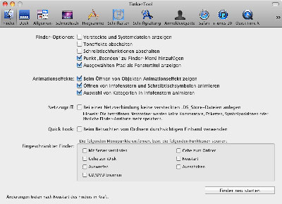 Einstellmöglichkeiten für den Finder