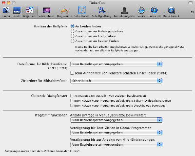 Allgemeine Einstellmöglichkeiten, die für alle Programme wirksam werden