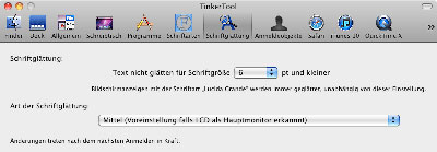 Einstellungen für Schriftglättung