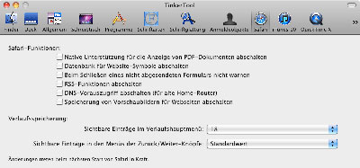 Einstellmöglichkeiten für Safari 5