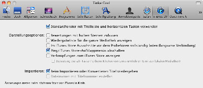 Einstellungen für iTunes, hier im Beispiel für iTunes 10