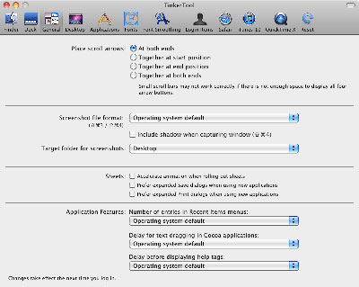 General settings that have effect on all applications