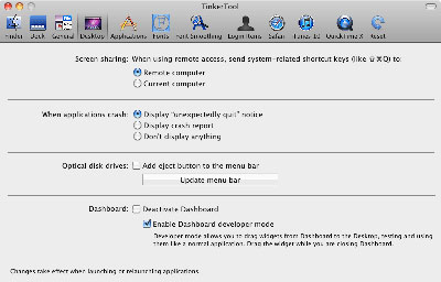 Settings for the desktop environment