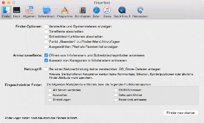 Einstellmöglichkeiten für den Finder
