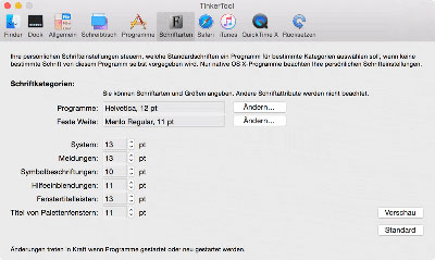 Persönliche Einstellungen für Schriftartpräferenzen (OS X 10.9.2 oder höher)