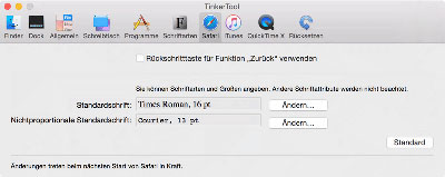 Einstellmöglichkeiten für Safari 7 oder höher