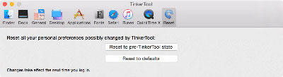 TinkerTool can reset all preferences with a single mouse-click