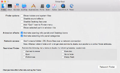 Settings for the Finder
