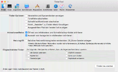 Einstellmöglichkeiten für den Finder