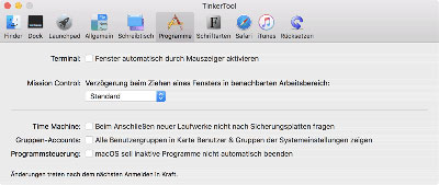 Einstellmöglichkeiten für bestimmte Programme, die mit macOS geliefert werden