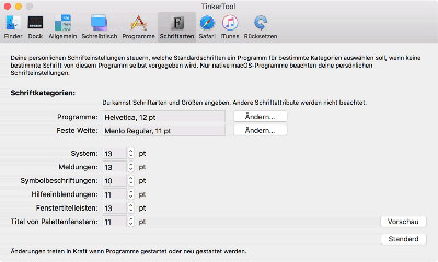 Persönliche Einstellungen für Schriftartpräferenzen