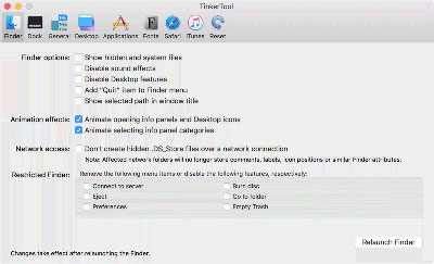 Settings for the Finder