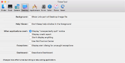 Settings for the desktop environment