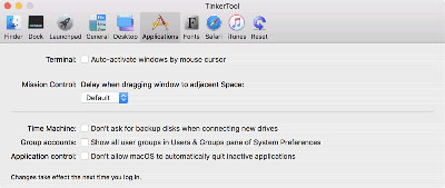 Settings for specific applications that come with macOS