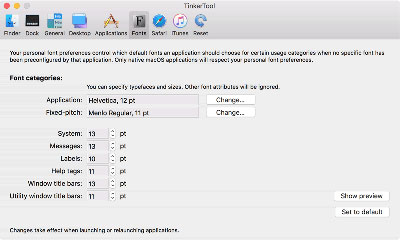 The user's personal font preferences