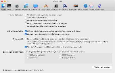 Einstellmöglichkeiten für den Finder