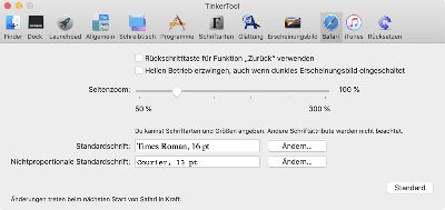 Einstellmöglichkeiten für Safari (Schrifteinstellungen in Safari 12.1 oder höher nicht verfügbar)