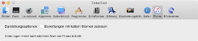 Einstellungen für iTunes, bzw. Musik.