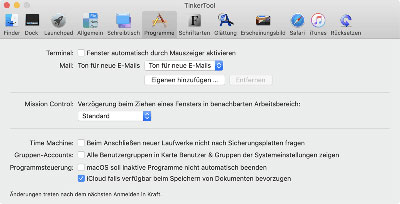 Einstellmöglichkeiten für bestimmte Programme, die mit macOS geliefert werden
