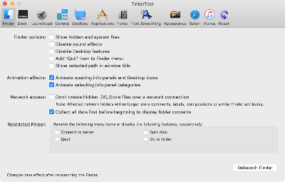 Settings for the Finder
