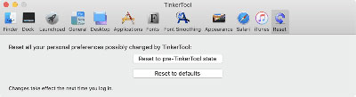 TinkerTool can reset all preferences with a single mouse-click