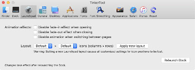 Settings for Launchpad