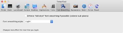 Font smoothing settings