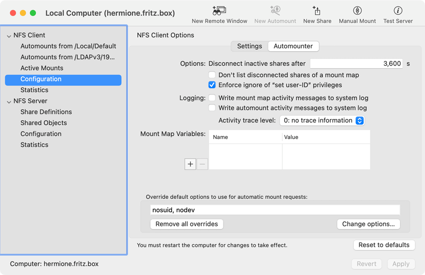 The built-in automounter of macOS supports many advanced features.
