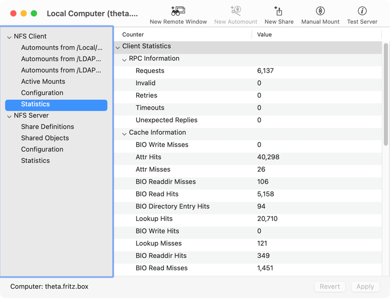 macOS collects statistics about its use of NFS.
