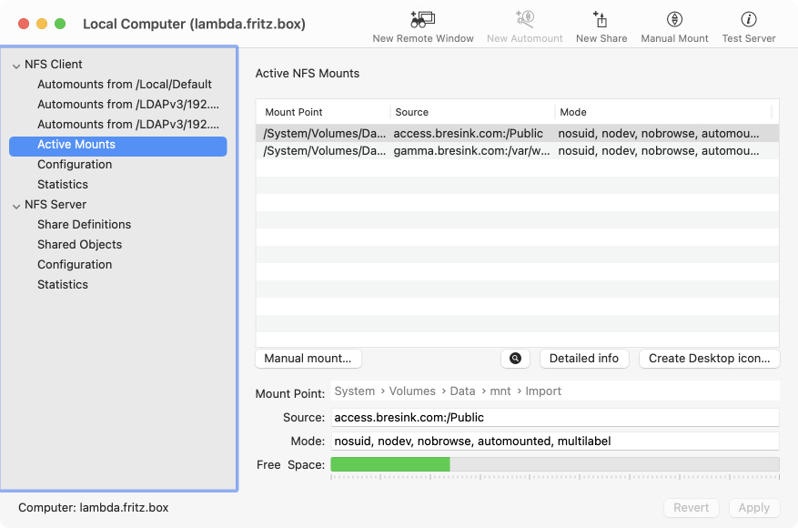 Monitor current connections to NFS servers