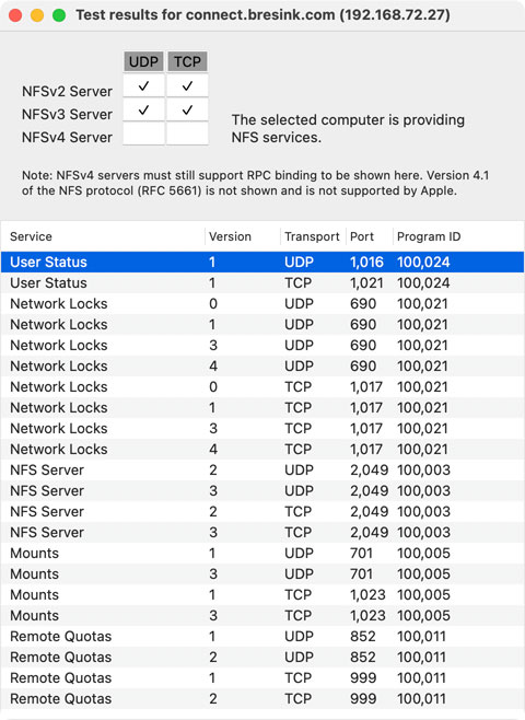 Scan unknown NFS servers to see what features they
                provide.