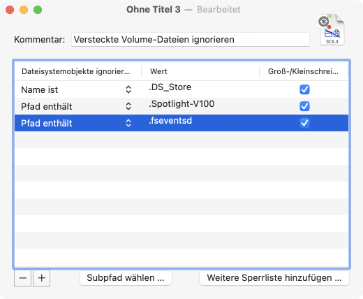 Sperrlisten können selbst erstellt werden.