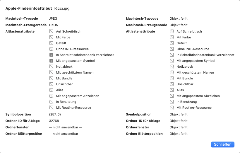 Finder-Informationen im Detail