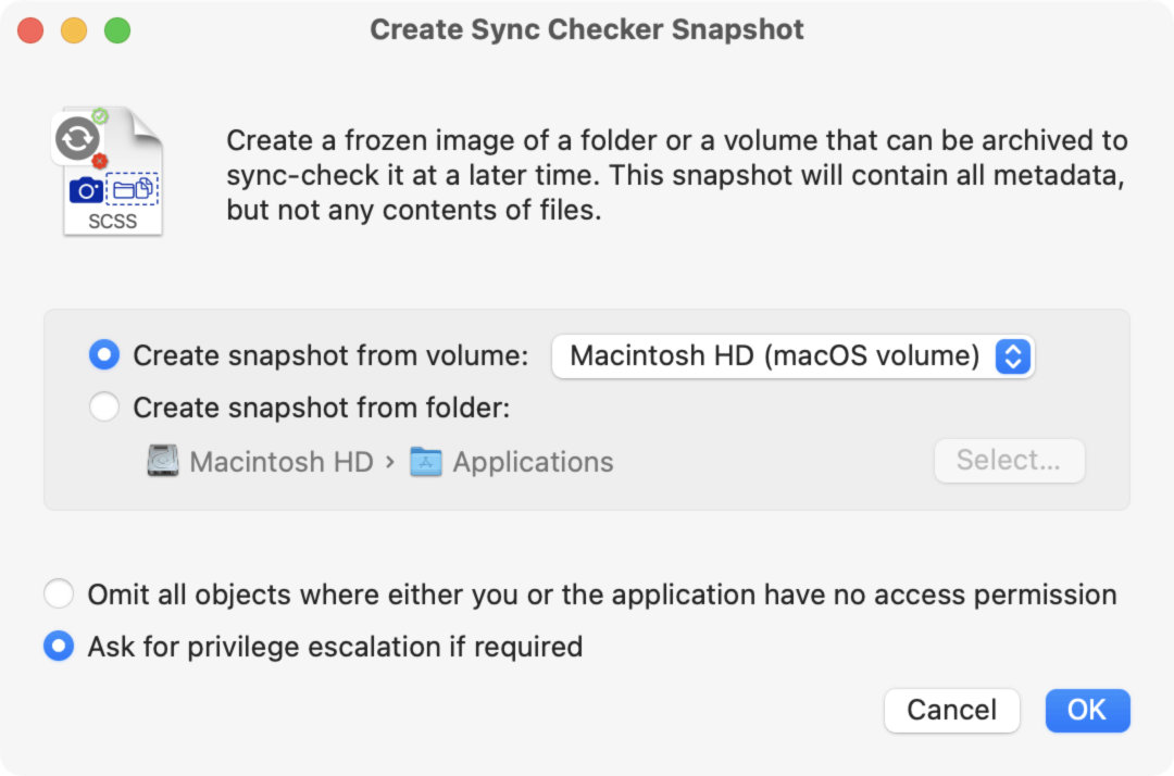 Archived file
                scans, called snapshots, can be used as data source,
                allowing you to monitor file sets over time or to
                perform other offline checks.