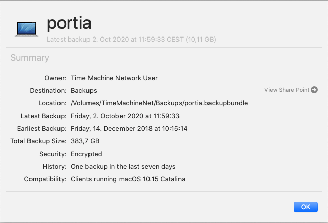 Details about a backup set can be shown.