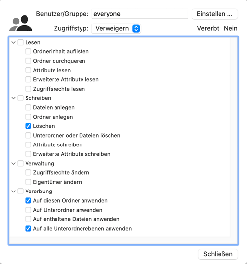 Berechtigungseinstellungen im Detail