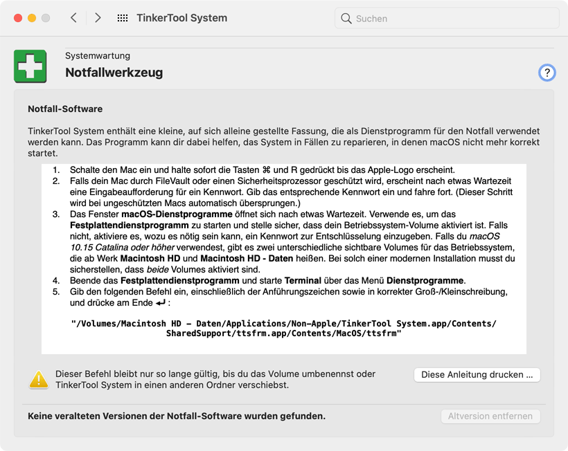 Notfallwerkzeug - Die im Bild gezeigte Anleitung ist individuell für jeden Computer und trifft auf Ihre Situation möglicherweise nicht zu.