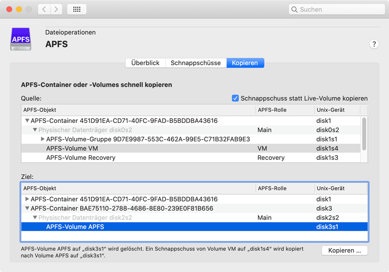 APFS-Objekte lassen sich ab macOS Catalina besonders schnell kopieren