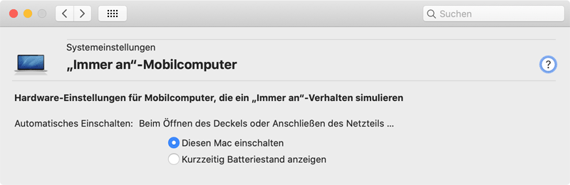 Einstellungen für die automatische Einschaltfunktion