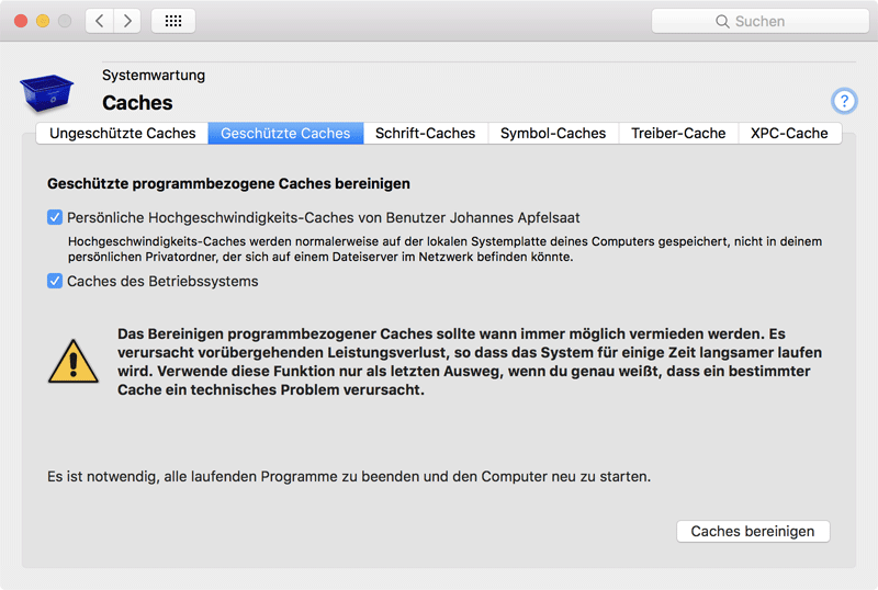 Bereinigen geschützter Caches