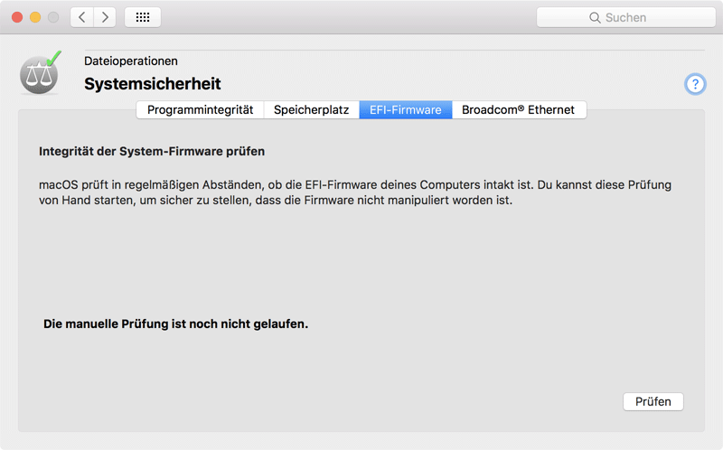 Die Integritätsprüfung für die Firmware kann auf Wunsch sofort wiederholt werden