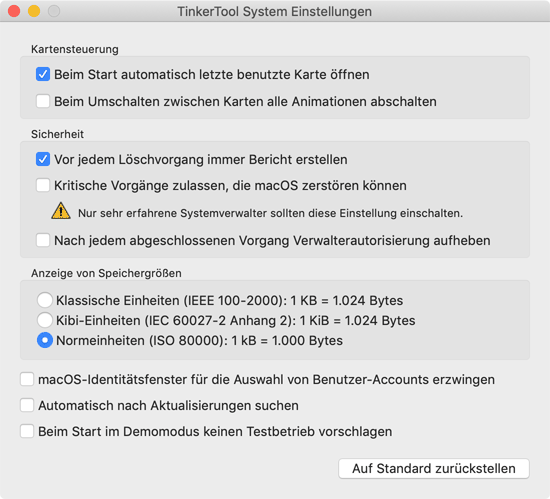 Das Einstellungsfenster