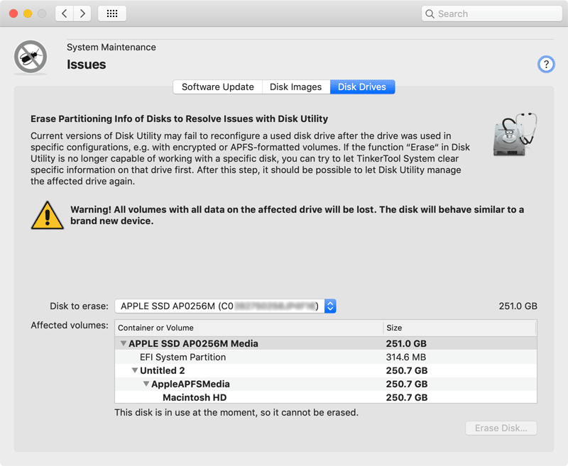 Clear disks which can no longer handled by Disk Utility
