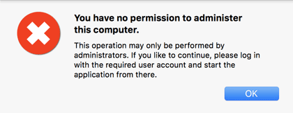The login session must run for a user with administrator permissions.
