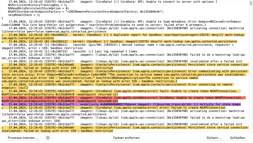 Anzeige eines macOS-Protokolls