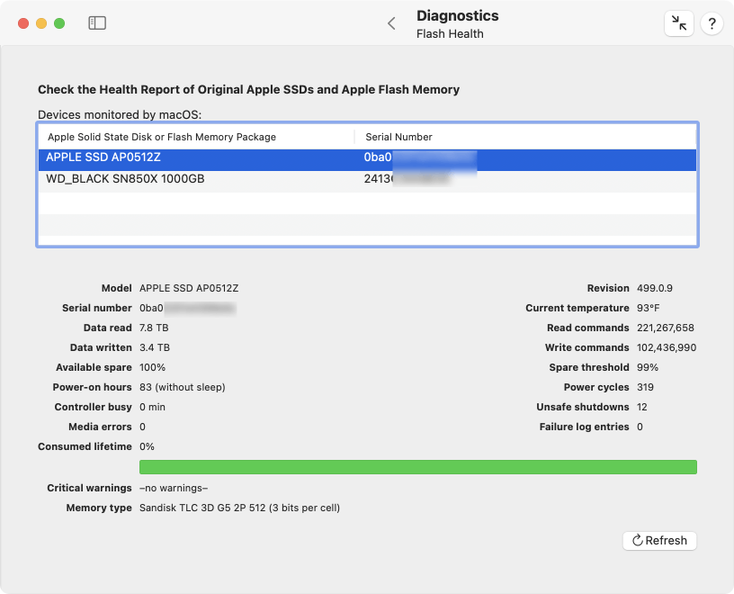 Check the health of original Apple flash storage