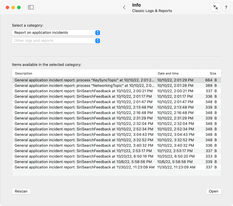 Logs and reports