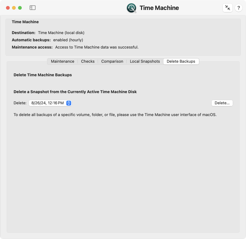 Deleting Time Machine backup data